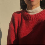 Aachoae Sweater Women 2020 Autumn Winter Solid O Neck Pullover Sweaters Korean Style Knitted Long Sleeve Jumpers Casual Tops