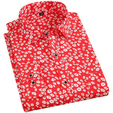 Men's Floral Print Shirts Long Sleeve Fashion Flower Printing Casual Shirts 100% Polyester Soft Comfortable Men Dress Shirt