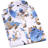Men's Floral Print Shirts Long Sleeve Fashion Flower Printing Casual Shirts 100% Polyester Soft Comfortable Men Dress Shirt