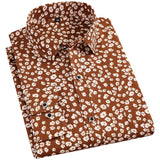 Men's Floral Print Shirts Long Sleeve Fashion Flower Printing Casual Shirts 100% Polyester Soft Comfortable Men Dress Shirt