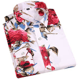 Men's Floral Print Shirts Long Sleeve Fashion Flower Printing Casual Shirts 100% Polyester Soft Comfortable Men Dress Shirt