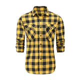 Dioufond Mens Pocket Flannel Plaid Cotton Shirt Long Sleeve Checkered Casual Slim Fit Black Warm Autumn Winter Shirts New