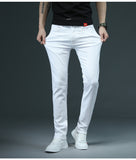 2020 New Men's Skinny White Jeans Fashion Casual Elastic Cotton Slim Denim Pants Male Brand Clothing Black Gray Khaki