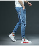 2020 New Men's Skinny White Jeans Fashion Casual Elastic Cotton Slim Denim Pants Male Brand Clothing Black Gray Khaki