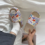WEH 2020 Luxury brand Slides Men Shoes Slippers Indoor House slippers Graffiti Casual Beach Slipper EVA Quality Cartoon Shoes