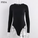 FSDA Long Sleeve Black Bodysuit O Neck Casual Spring Winter White Body Top Sexy Women 2020 Bodysuits Streetwear