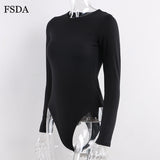 FSDA Long Sleeve Black Bodysuit O Neck Casual Spring Winter White Body Top Sexy Women 2020 Bodysuits Streetwear