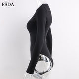 FSDA Long Sleeve Black Bodysuit O Neck Casual Spring Winter White Body Top Sexy Women 2020 Bodysuits Streetwear