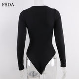 FSDA Long Sleeve Black Bodysuit O Neck Casual Spring Winter White Body Top Sexy Women 2020 Bodysuits Streetwear
