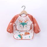 Baby Kids Toddler Long Sleeve Scarf Waterproof Art Smock Feeding Bib Apron Pocket Infant Boys Girls Burp Cloth Banana Bibs