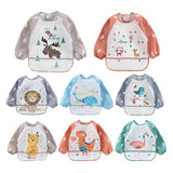 Baby Kids Toddler Long Sleeve Scarf Waterproof Art Smock Feeding Bib Apron Pocket Infant Boys Girls Burp Cloth Banana Bibs