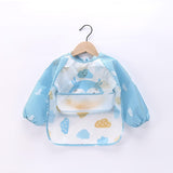 Baby Kids Toddler Long Sleeve Scarf Waterproof Art Smock Feeding Bib Apron Pocket Infant Boys Girls Burp Cloth Banana Bibs