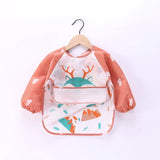 Baby Kids Toddler Long Sleeve Scarf Waterproof Art Smock Feeding Bib Apron Pocket Infant Boys Girls Burp Cloth Banana Bibs