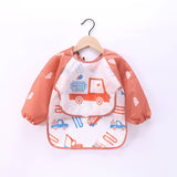 Baby Kids Toddler Long Sleeve Scarf Waterproof Art Smock Feeding Bib Apron Pocket Infant Boys Girls Burp Cloth Banana Bibs
