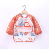 Baby Kids Toddler Long Sleeve Scarf Waterproof Art Smock Feeding Bib Apron Pocket Infant Boys Girls Burp Cloth Banana Bibs