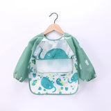 Baby Kids Toddler Long Sleeve Scarf Waterproof Art Smock Feeding Bib Apron Pocket Infant Boys Girls Burp Cloth Banana Bibs