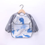 Baby Kids Toddler Long Sleeve Scarf Waterproof Art Smock Feeding Bib Apron Pocket Infant Boys Girls Burp Cloth Banana Bibs