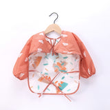 Baby Kids Toddler Long Sleeve Scarf Waterproof Art Smock Feeding Bib Apron Pocket Infant Boys Girls Burp Cloth Banana Bibs