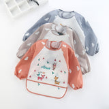 Baby Kids Toddler Long Sleeve Scarf Waterproof Art Smock Feeding Bib Apron Pocket Infant Boys Girls Burp Cloth Banana Bibs