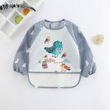 Baby Kids Toddler Long Sleeve Scarf Waterproof Art Smock Feeding Bib Apron Pocket Infant Boys Girls Burp Cloth Banana Bibs