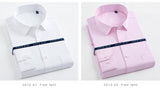 Men's Classic Long Sleeve Solid/striped Basic Dress Shirts Single Patch Pocket Formal Business Standard-fit Office Social Shirt