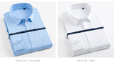Men's Classic Long Sleeve Solid/striped Basic Dress Shirts Single Patch Pocket Formal Business Standard-fit Office Social Shirt