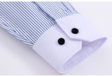 Men's Classic Long Sleeve Solid/striped Basic Dress Shirts Single Patch Pocket Formal Business Standard-fit Office Social Shirt
