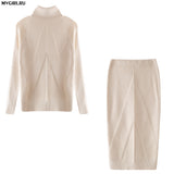MVGIRLRU Women's Knitting skirt suit women's Costume Sweater suit + Slim Skirt Two-Piece tracksuit