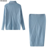 MVGIRLRU Women's Knitting skirt suit women's Costume Sweater suit + Slim Skirt Two-Piece tracksuit