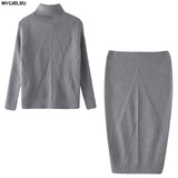 MVGIRLRU Women's Knitting skirt suit women's Costume Sweater suit + Slim Skirt Two-Piece tracksuit