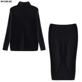 MVGIRLRU Women's Knitting skirt suit women's Costume Sweater suit + Slim Skirt Two-Piece tracksuit