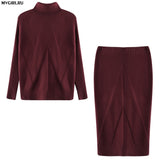 MVGIRLRU Women's Knitting skirt suit women's Costume Sweater suit + Slim Skirt Two-Piece tracksuit