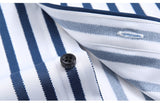 Men's Non-iron Stretch Long Sleeve Striped Dress Shirts Smart Casual Smooth Material Standard-fit Youthful Button-down Shirt
