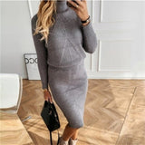 MVGIRLRU Women's Knitting skirt suit women's Costume Sweater suit + Slim Skirt Two-Piece tracksuit