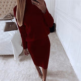MVGIRLRU Women's Knitting skirt suit women's Costume Sweater suit + Slim Skirt Two-Piece tracksuit