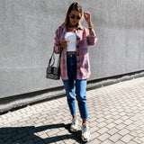 Autumn Spring Long Plaid Shirt Women Casual White Long Sleeve Pocket Button Up Collared Shirt Top Clothes Fashion New 2021 Fall