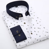 Patchwork Collar floral men's casual shirt Fashion long sleeve Print slim fit soft pocket 4xl male dress shirt