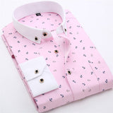 Patchwork Collar floral men's casual shirt Fashion long sleeve Print slim fit soft pocket 4xl male dress shirt