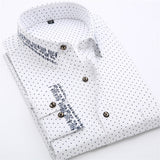 Patchwork Collar floral men's casual shirt Fashion long sleeve Print slim fit soft pocket 4xl male dress shirt