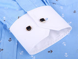 Patchwork Collar floral men's casual shirt Fashion long sleeve Print slim fit soft pocket 4xl male dress shirt