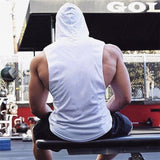 Brand Gyms Clothing Mens Bodybuilding Hooded Tank Top Cotton Sleeveless Vest Sweatshirt Fitness Workout Sportswear Tops Male