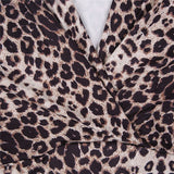 Sexy Leopard Print Bodysuits Women Long Sleeve Deep V-neck Pleated One-piece Slim Rompers Autumn Jumpsuit Leotard Tops Body Suit