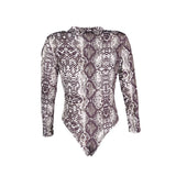 Sexy Leopard Print Bodysuits Women Long Sleeve Deep V-neck Pleated One-piece Slim Rompers Autumn Jumpsuit Leotard Tops Body Suit