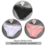 FINETOO 3PCS/Set Women's Underwear Cotton Panty Sexy Panties Female Underpants Solid Color Panty Intimates Women Lingerie M-2XL