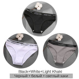FINETOO 3PCS/Set Women's Underwear Cotton Panty Sexy Panties Female Underpants Solid Color Panty Intimates Women Lingerie M-2XL