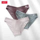 FINETOO 3PCS/Set Women's Underwear Cotton Panty Sexy Panties Female Underpants Solid Color Panty Intimates Women Lingerie M-2XL