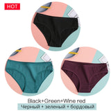 FINETOO 3PCS/Set Women's Underwear Cotton Panty Sexy Panties Female Underpants Solid Color Panty Intimates Women Lingerie M-2XL