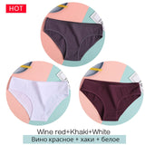 FINETOO 3PCS/Set Women's Underwear Cotton Panty Sexy Panties Female Underpants Solid Color Panty Intimates Women Lingerie M-2XL
