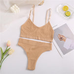 2PCS Bra Set Women Sexy Bralette Sexy Female Underwear Lingerie Ribbed Tops Girls Fashion Brassiere Basic Stretchy Tank Crop Top