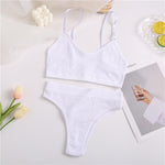 2PCS Bra Set Women Sexy Bralette Sexy Female Underwear Lingerie Ribbed Tops Girls Fashion Brassiere Basic Stretchy Tank Crop Top